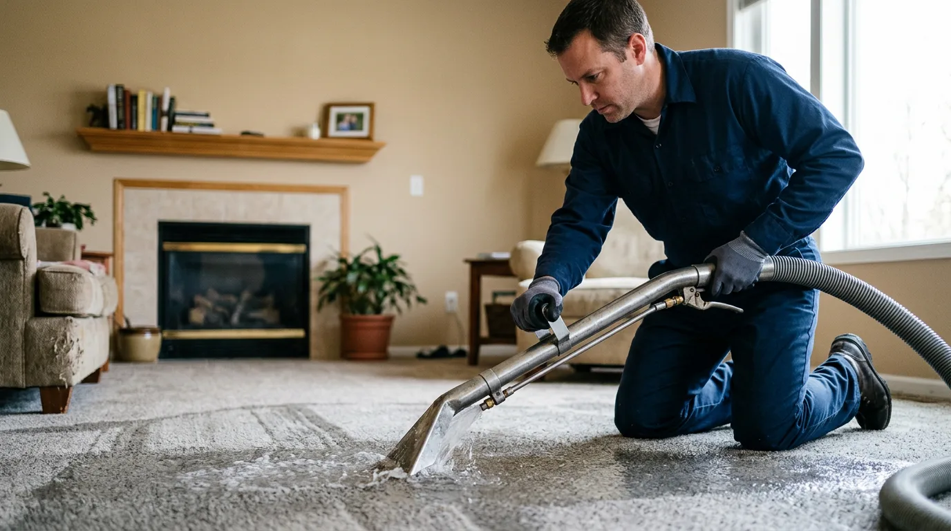 Water damage restoration technician working near Groveton, TX